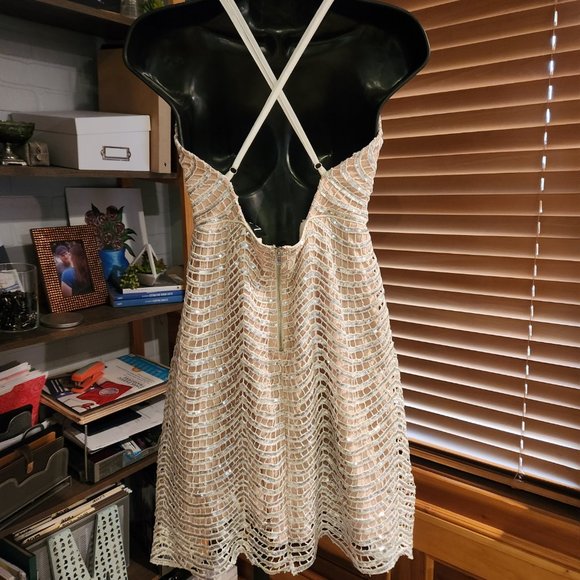 Lele White and Silver Sequin Mini Dress - Picture 5 of 8